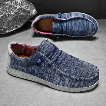Мужская повседневная парусиновая обувь Модные и дышащие мокасины Высококачественные и удобные тканевые кроссовки Fisherman Lazy Shoes 39 серый