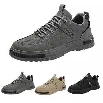 Мужская повседневная парусиновая обувь с высоким берцем на шнуровке, классическая нескользящая походная обувь для студентов 42 серый