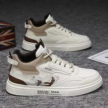 Мужская повседневная парусиновая спортивная обувь, универсальная износостойкая мужская обувь, модная обувь с высоким берцем для скейтбординга для мужчин, обувь для отдыха 39 бежевый