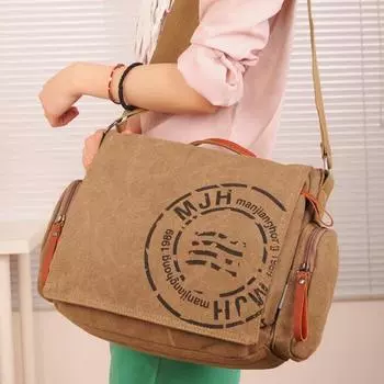 Мужская повседневная парусиновая сумка через плечо, сумка-мессенджер, портфель, компьютерная сумка кофейный