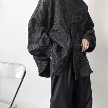 Мужская повседневная плиссированная рубашка с длинными рукавами для подростков, однотонные свободные топы с лацканами 2XL белый