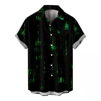 Мужская повседневная пляжная праздничная одежда с лацканами, модная рубашка, гавайская рубашка с короткими рукавами XXL