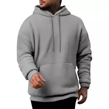 Мужская повседневная плюшевая двухсторонняя флисовая цветная толстовка с капюшоном XL