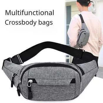 Мужская повседневная поясная сумка, поясная сумка, большая вместительная спортивная дорожная сумка для бега, органайзер, водонепроницаемая парусиновая спортивная сумка серый