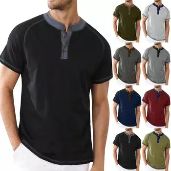 Мужская повседневная приталенная базовая модная футболка с коротким рукавом и круглым вырезом, летний топ L чёрный