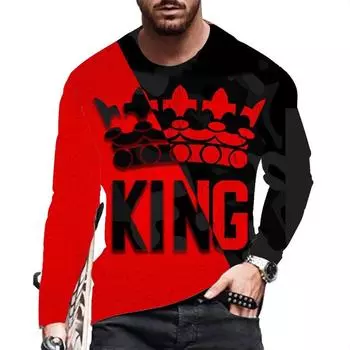 Мужская повседневная приталенная модная футболка с длинными рукавами и принтом, мужская футболка больших размеров с длинными рукавами и принтом 3D S красный