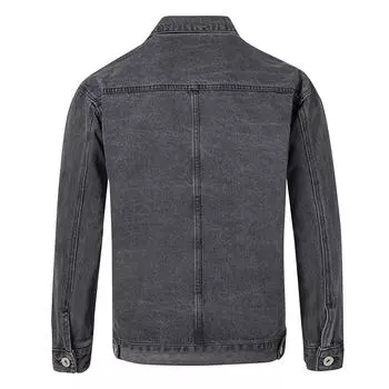 Мужская повседневная рабочая одежда, джинсовая куртка с длинными рукавами и лацканами, свободная джинсовая куртка с несколькими карманами M чёрный