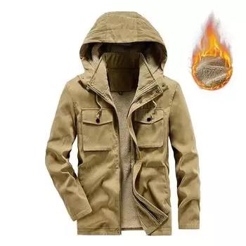 Мужская повседневная рабочая одежда из овечьего бархата большого размера с капюшоном, теплая хлопковая куртка 6XL темно-синий