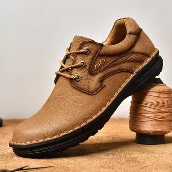 Мужская повседневная рабочая одежда ручной работы из натуральной кожи с большим носком 38