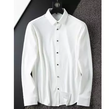 Мужская повседневная рубашка, деловая офисная рубашка со стоячим воротником, высококачественная рубашка в вертикальную полоску XS светло-серый