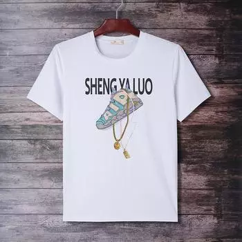 Мужская повседневная рубашка Fat Boy с короткими рукавами и шелковой ширмой, новая летняя Неусадочная Мужская модная футболка с круглым вырезом Fat Boy S белый