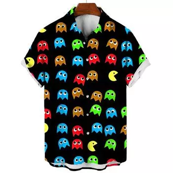 Мужская повседневная рубашка Гавайская рубашка Мужская летняя повседневная рубашка с коротким рукавом с 3D-принтом для мужчин Одежда Дышащие рубашки S