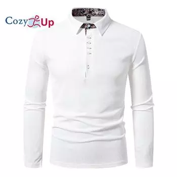 Мужская повседневная рубашка поло Cozy Up с цветочным узором пейсли и длинными рукавами, подходящим по цвету лацканами S белый
