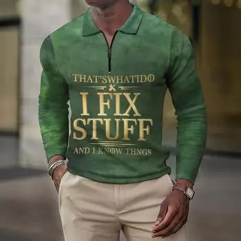 Мужская повседневная рубашка-поло с длинными рукавами и лацканами S светло-серый