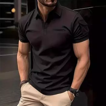 Мужская повседневная рубашка-поло с пряжкой на воротнике S серый