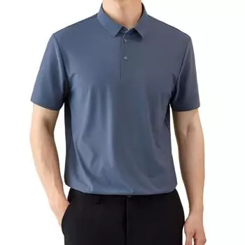Мужская повседневная рубашка поло в деловом стиле с коротким рукавом, эластичная, приятная для кожи, с застежкой на полпуговицы, не требующая глажки, однотонная рубашка для гольфа L белый