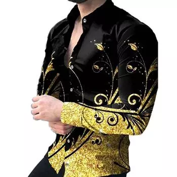 Мужская повседневная рубашка с длинным рукавом, эластичная рубашка из полиэстера с принтом в 4 направлениях, топ S красный