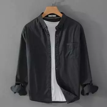 Мужская повседневная рубашка с длинным рукавом M белый