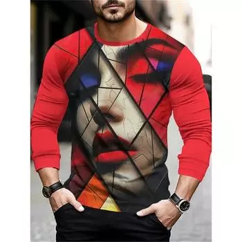 Мужская повседневная рубашка с длинным рукавом, с абстрактным 3D-принтом, модная, для весны-осени S