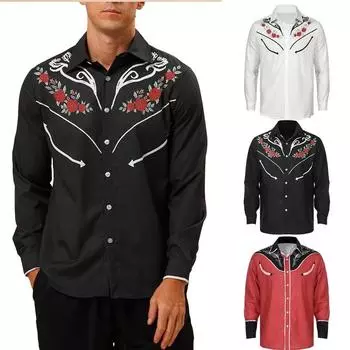 Мужская повседневная рубашка с длинными рукавами, тонкая классическая рубашка с лацканами в стиле ретро, повседневная уличная рубашка для вечеринок, одежда для фотосъемки M