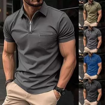 Мужская повседневная рубашка с карманом на молнии и мужская спортивная рубашка L армия зеленый