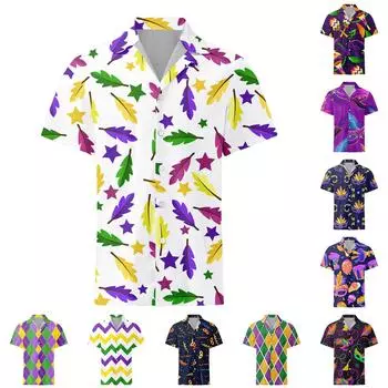 Мужская повседневная рубашка с короткими рукавами и однобортным лацканом M