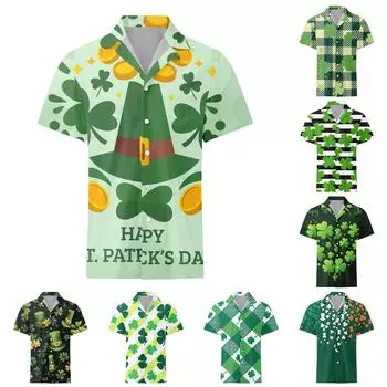 Мужская повседневная рубашка с короткими рукавами и однобортным лацканом M