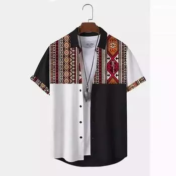 Мужская повседневная рубашка с принтом, летний гавайский пляжный отдых, короткий рукав, отложной воротник, открытый кардиган, топ с 3D-цветочным узором S
