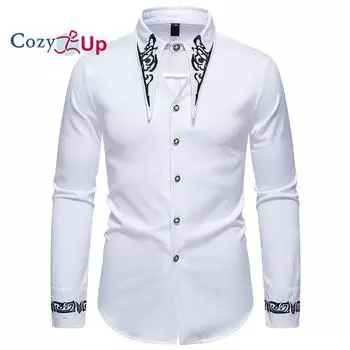 Мужская повседневная рубашка с вышивкой Cozy Up S белый