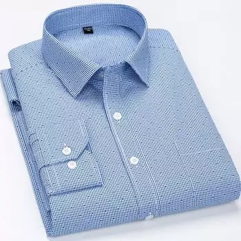 Мужская повседневная рубашка стандартной посадки с длинным рукавом и передним карманом для деловой офисной работы, полосатая мужская рубашка S