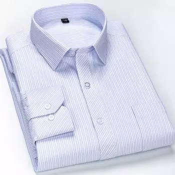 Мужская повседневная рубашка стандартной посадки с длинным рукавом и передним карманом для деловой офисной работы, полосатая мужская рубашка S