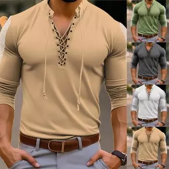 Мужская повседневная рубашка свободного кроя в стиле ретро с длинными рукавами и принтом, модный топ со стоячим воротником XXL зелёный