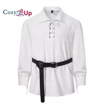 Мужская повседневная рубашка в стиле хиппи с длинными рукавами и кружевными лацканами Cozy Up S чёрный