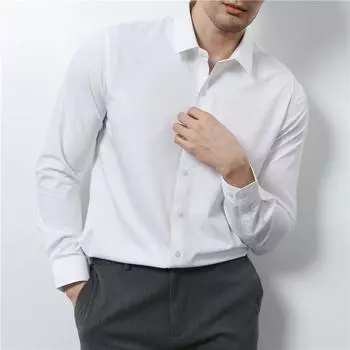 Мужская повседневная рубашка, высококачественные деловые формальные рубашки для мужчин, приталенная однотонная блузка с длинным рукавом 4XL серый