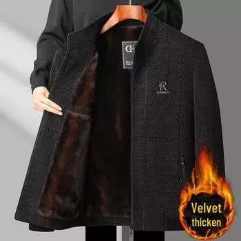 Мужская повседневная шерстяная куртка осень/зима 2023 года с плюшевой подкладкой 190 (75-85 kg) темно-серого