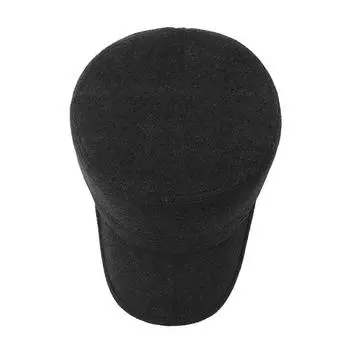 Мужская повседневная шерстяная плоская шляпа для мужчин среднего возраста, зимняя кепка с защитой от ушей, хлопковая шляпа для холодной погоды Adjustable серый