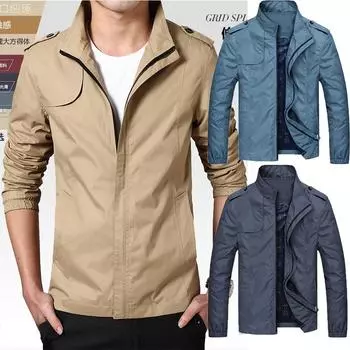 Мужская повседневная спортивная куртка на молнии, новая деловая повседневная куртка весной и осенью M хаки