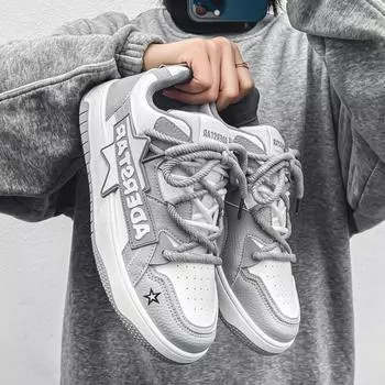 Мужская повседневная спортивная обувь Дизайнерская спортивная обувь из дышащей кожи Мужская модная обувь для скейтборда на плоской подошве Мужская 39 чёрный