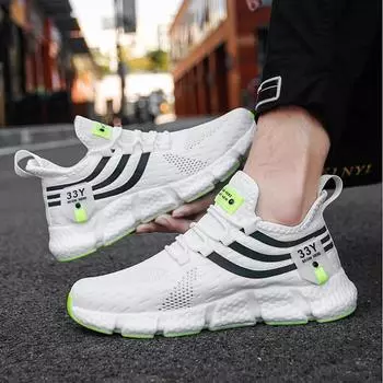 Мужская повседневная спортивная обувь, дышащие легкие кроссовки, уличные сетчатые черные кроссовки, спортивная обувь для бега, теннис, прогулочная обувь 38 белый/чёрный