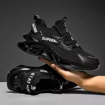 Мужская повседневная спортивная обувь Fly Woven с дышащей эластичной подошвой Blade Soft Sole, нескользящая, амортизирующая, баскетбольная, теннисная, беговая обувь 39 чёрный