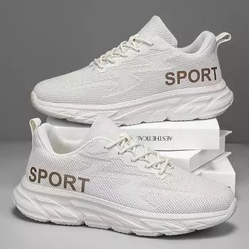 Мужская повседневная спортивная обувь, кроссовки, дышащая легкая сетка, мода 2024 года, новые кроссовки для бега, высокое качество, повседневные кроссовки для бега и тенниса 39 бежевый
