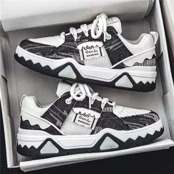 Мужская повседневная спортивная обувь, модная сетчатая уличная хип-хоп обувь для мужчин, на шнуровке, с толстой подошвой, для скейтбординга, спортивная обувь для тренировок на открытом воздухе 39