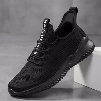 Мужская повседневная спортивная обувь с дышащей сеткой, новые легкие мягкие кроссовки, белые уличные кроссовки, износостойкие беговые теннисные туфли 39 чёрный