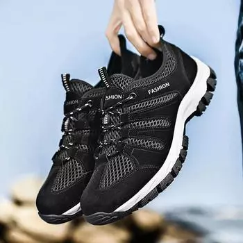 Мужская повседневная спортивная обувь, сетчатая дышащая обувь для скалолазания, мужская повседневная обувь на шнуровке, водонепроницаемая нескользящая походная обувь, мужские кроссовки 39 хаки