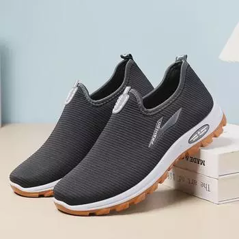 Мужская повседневная спортивная обувь: Весна/Осень, универсальная ткань из старого Пекина, легко надевается для людей среднего и пожилого возраста. Size 41 серый