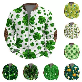 Мужская повседневная спортивная одежда в стиле ретро с открытой молнией, толстовка, куртка M зелёный