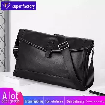 Мужская повседневная сумка через плечо из натуральной кожи - большой емкости, мягкий рюкзак из воловьей кожи 9618-1 Small чёрный