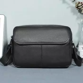 Мужская повседневная сумка через плечо Jiameida из натуральной кожи чёрный