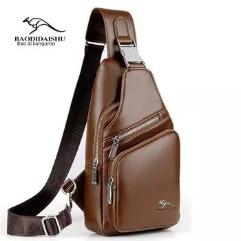 Мужская повседневная сумка-рюкзак через плечо - хаки-кенгуру 8834 Small, Single piece чёрный