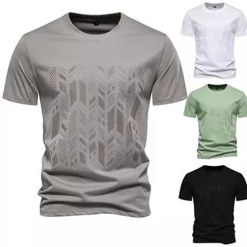 Мужская повседневная свободная футболка с круглым вырезом и коротким рукавом, футболка с вышивкой и принтом для мужчин, летняя дышащая легкая мягкая рубашка, пуловер для работы и отдыха, топ S